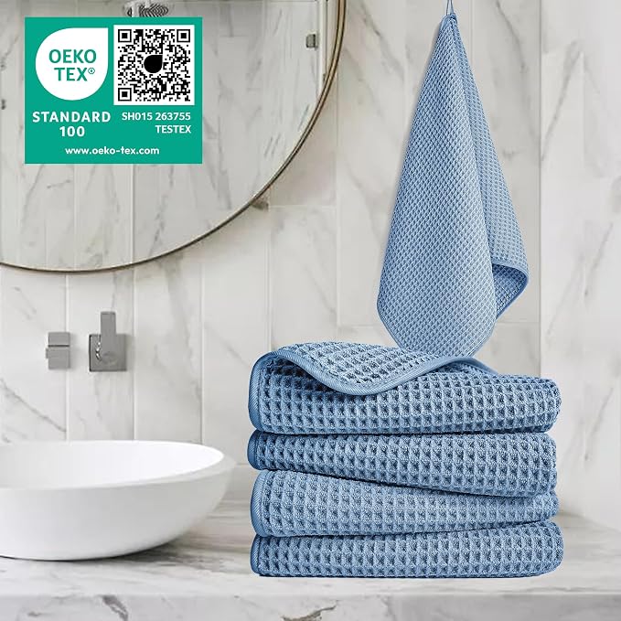POLYTE 430 GSM Poly Blend Microfiber Quick Dry Waffle Hand Towel, 16x30 in | 4 - Image 2