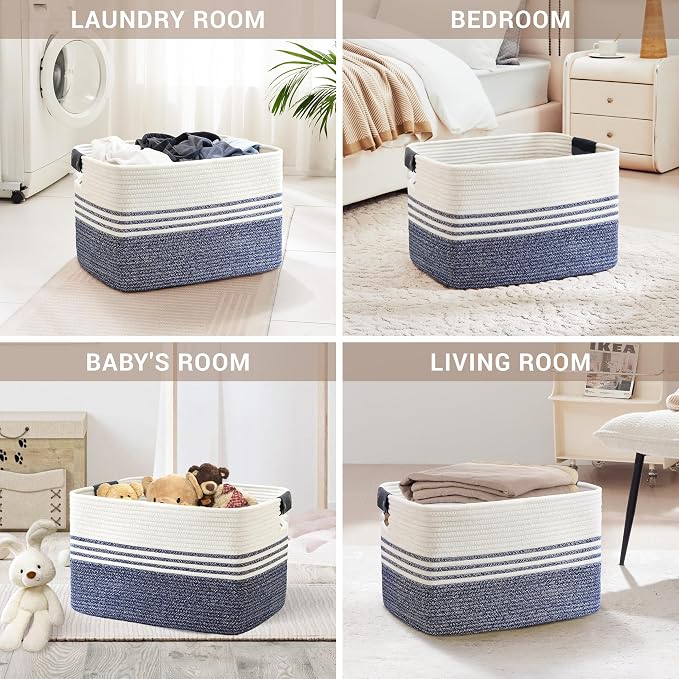 100L Woven Laundry Basket Hamper - Image 4