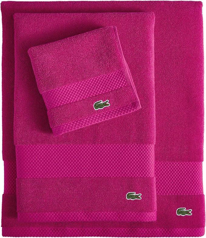 Lacoste Heritage 100% Supima Cotton Bath Towel 30" x 54", Magenta | Highly - Image 2
