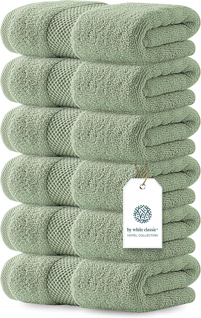 White Classic Luxury Mint Green Hand Towels by WhiteClassic