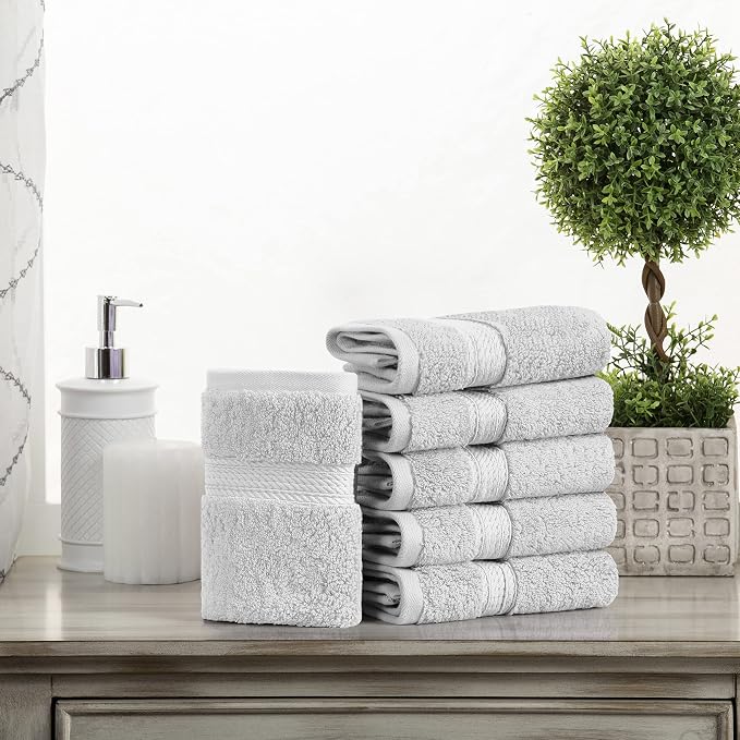 SUPERIOR Egyptian Cotton Plush & Absorbent, Face Towel Set of 6, Soft Luxury - Image 2