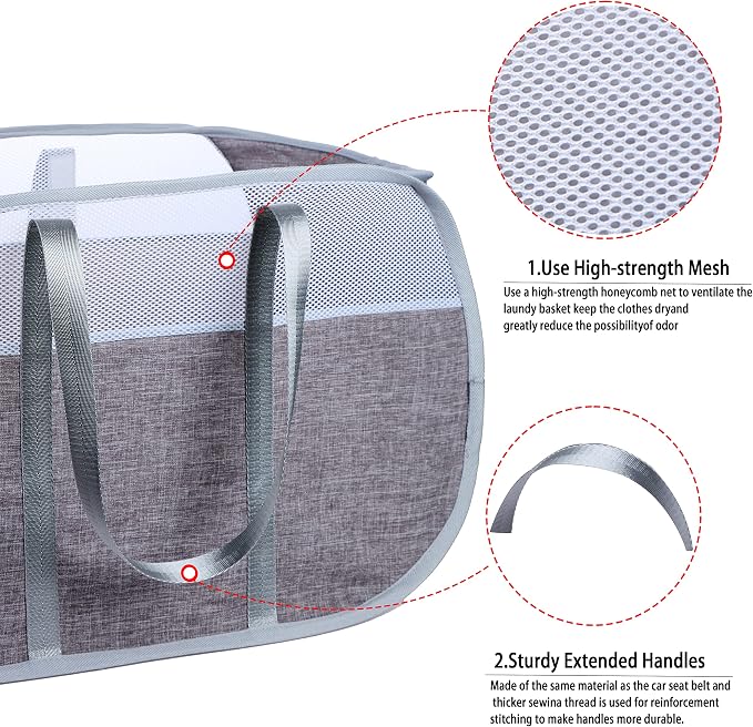 Pop Up Laundry Hamper，with Durable Handles collapsible laundry basket，Easy to - Image 5