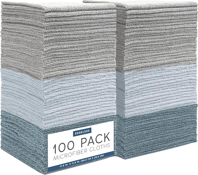 S&T INC. Microfiber Cleaning Cloth, 100 Pack, 11.5" x 11.5" by STINC