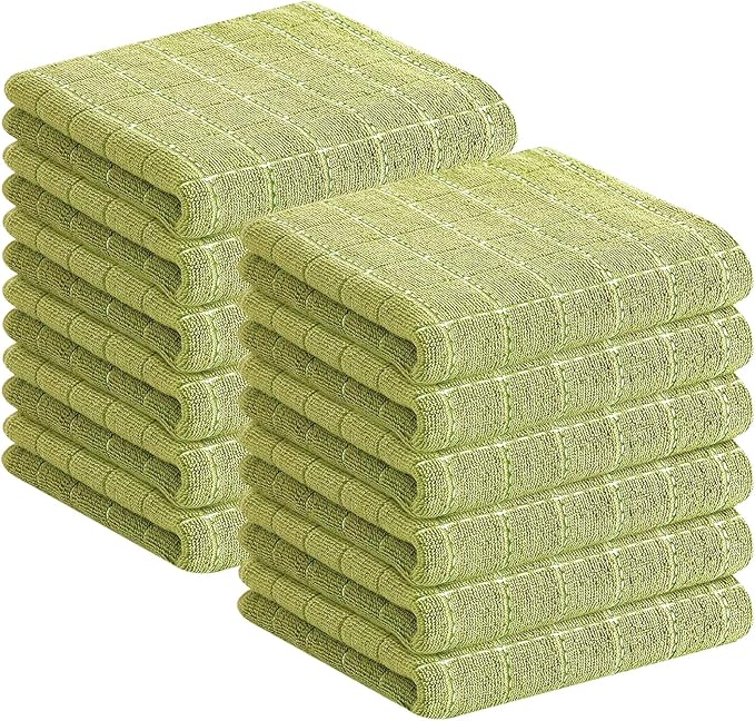 Homaxy 100% Cotton Terry Kitchen Towels, 12 Pack, Sage Green by Homaxy
