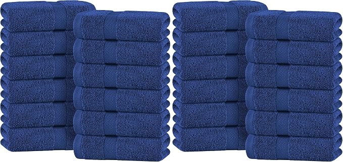 White Classic Navy Blue Hand Towels by WhiteClassic