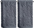 Artoid Mode 2 Pcs Grey 3D Dahlia Floral Jacquard Hand Towels by ArtoidMode
