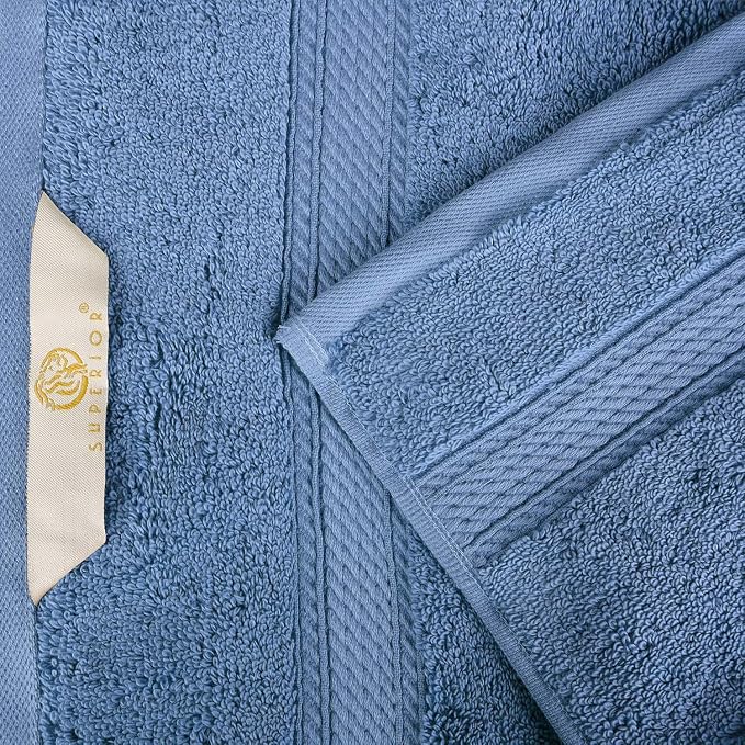 Superior Egyptian Cotton 800 GSM Plush & Absorbent, 9 Piece Set, Denim Blue | - Image 6