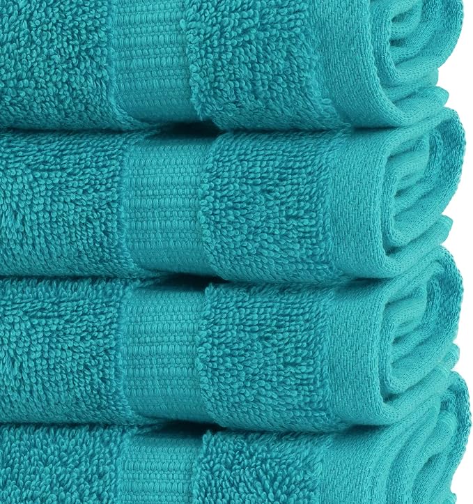 Chakir Turkish Linens 100% Cotton 4-Pack Washcloths 13x13, Aqua | Premium - Image 3