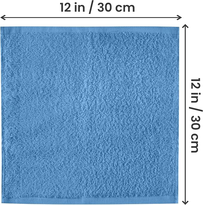 Utopia Towels 24 Pack Washcloths, 12x12 in, 100% Cotton, Electric Blue | - Image 2