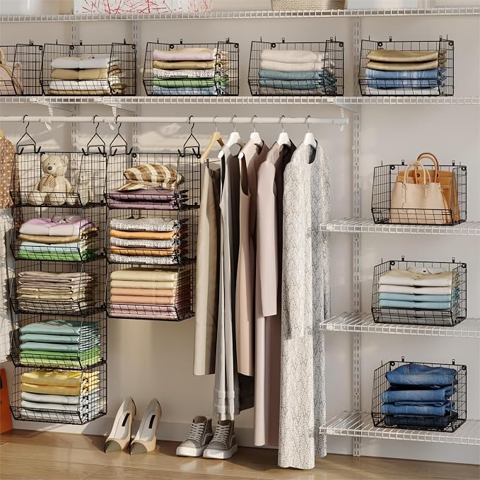 X-cosrack 5 Tier Closet Hanging Organizer, Clothes Hanging Shelves - Image 4