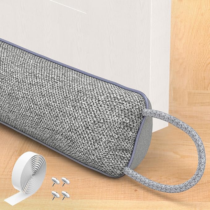 Door Draft Stopper, Heavy Under Door Draft Blocker, Light Grey | 36’’ Weighted by Unknown