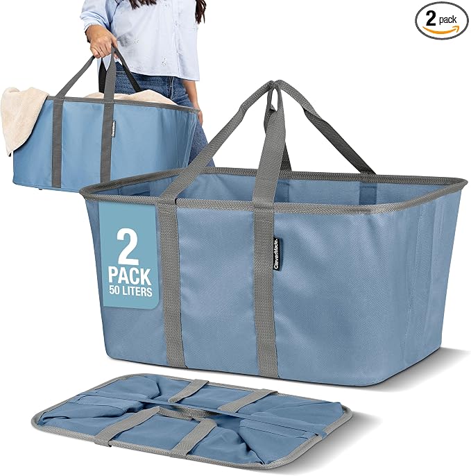 CleverMade Collapsible Laundry Tote, 50L Carry-All Tote, 2 Pack by CleverMade