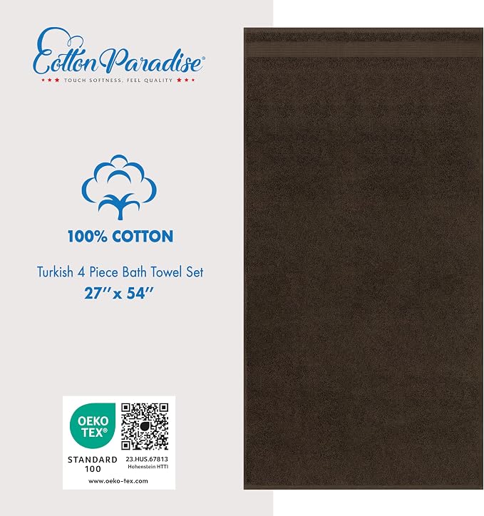 Cotton Paradise 100% Cotton Turkish Towel Set, Soft Absorbent Quick Dry - Image 4