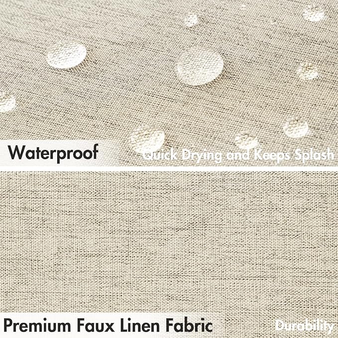 MIULEE 72"x84" Extra Long Scalloped Linen Shower Curtain Natural - Image 4