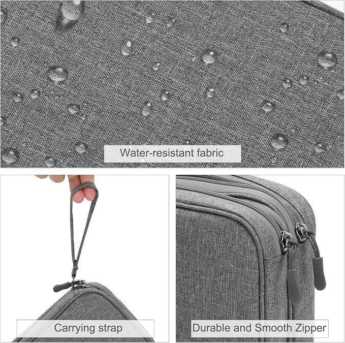 FYY Electronic Organizer, Travel Tech Pouch Bag, Dark Grey | Wrist Strap - Image 4