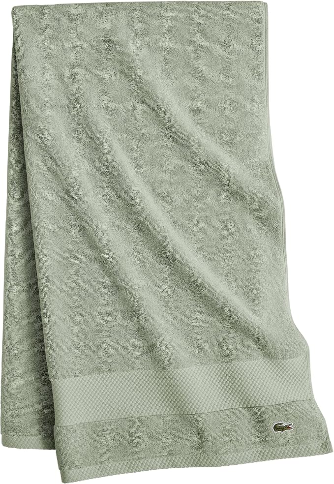 Lacoste Heritage 100% Supima Cotton Bath Sheet 35" x 70", Aloe | Highly - Image 4