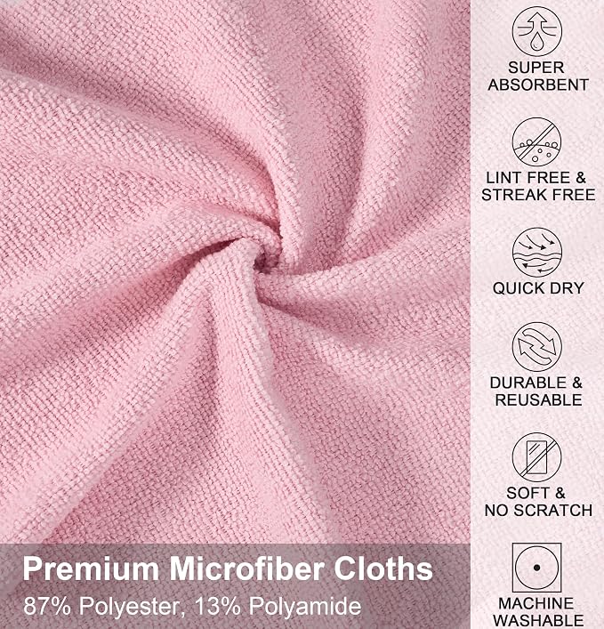 UPSTAR Microfiber Cleaning Cloth, Reusable Paper Towels Rolls, 50 Packs 12x12 - Image 2
