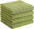 Homaxy 100% Cotton Terry Kitchen Towels, 4 Pack, Olive Green by Homaxy