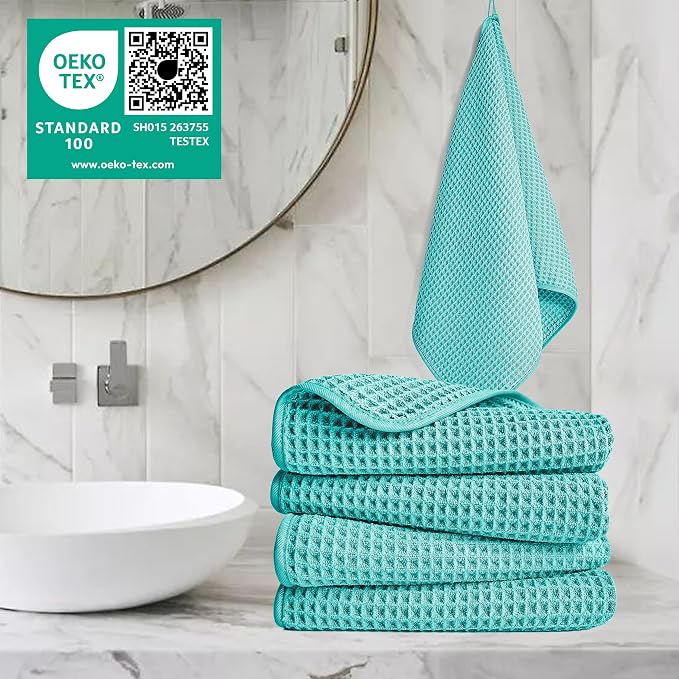 POLYTE 430 GSM Poly Blend Microfiber Quick Dry Waffle Hand Towel, 16x30 in | 4 - Image 2