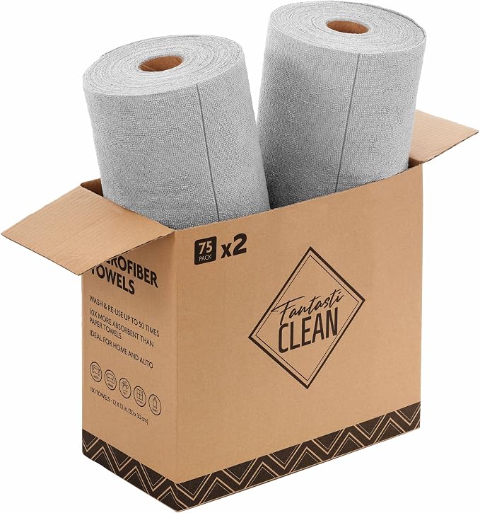 Fantasticlean Microfiber Cleaning Cloth Rolls- 150 Sheets | 12'' by 12'' - Image 2