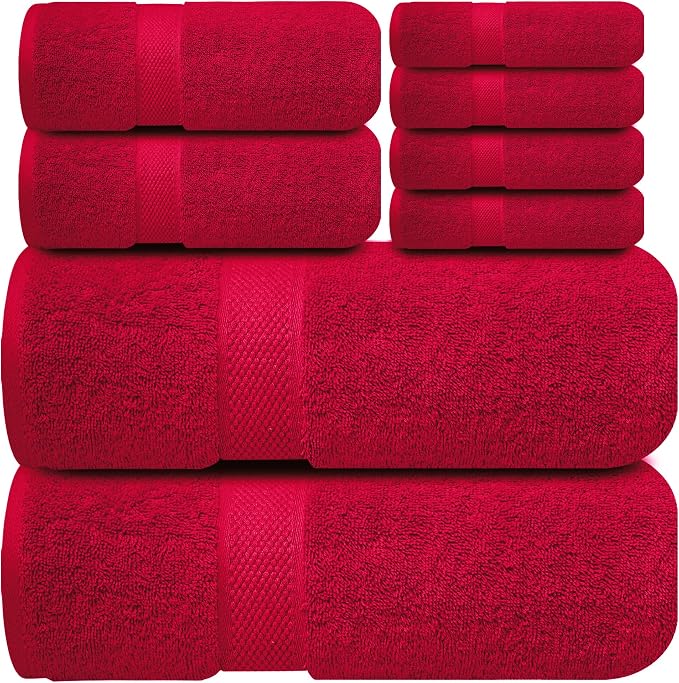 Infinitee Xclusives 100% Cotton Bath Towel Set – 8 Piece Bathroom Towel Set | – by InfiniteeXclusives
