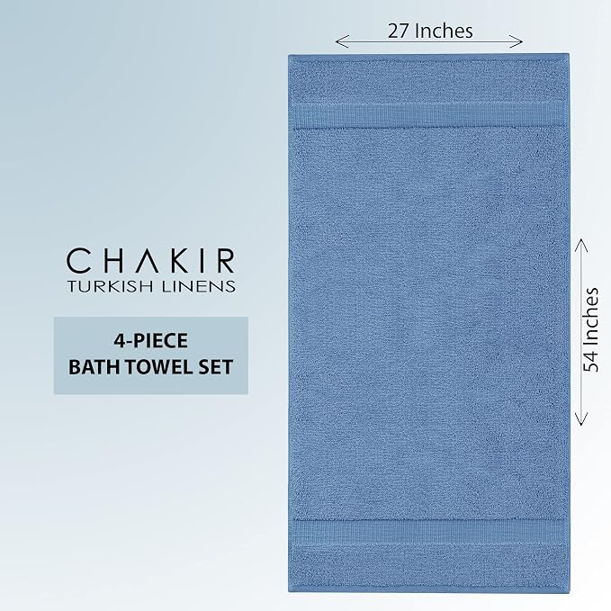 Chakir Turkish Linens 100% Cotton 4-Pack Bath Towels 27x54, Wedgewood | Premium - Image 7