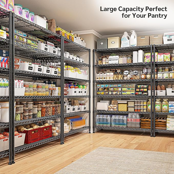 REIBII 75''H Storage Shelves Metal Shelving Unit, 6 Tier Wire Shelving for Pantry Shelves Adjustable 1200LBS Garage Shelving Heavy Duty Storage Rack for Kitchen Garage, 35.4''W*75''H*15.7" D