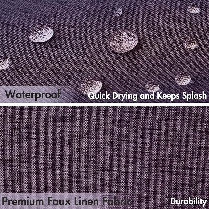 MIULEE Purple Scalloped Linen Shower Curtain 72x72 Inches - Image 4