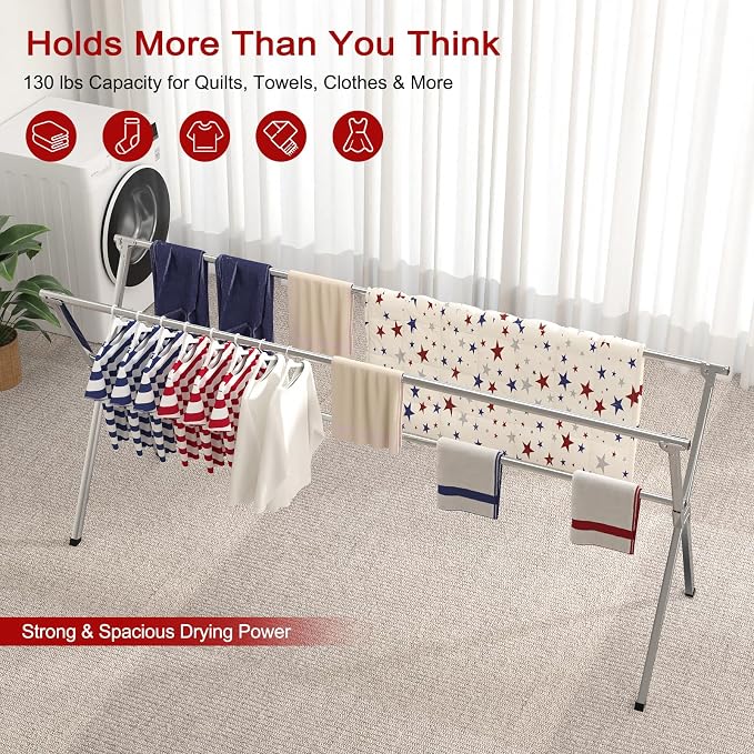 Clothes Drying Rack, Heavy-Duty Folding Laundry Drying Rack - Image 3