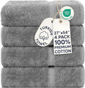 Chakir Turkish Linens 100% Cotton 4-Pack Bath Towels 27x54, Oeko-Tex Certified by ChakirTurkishLinens