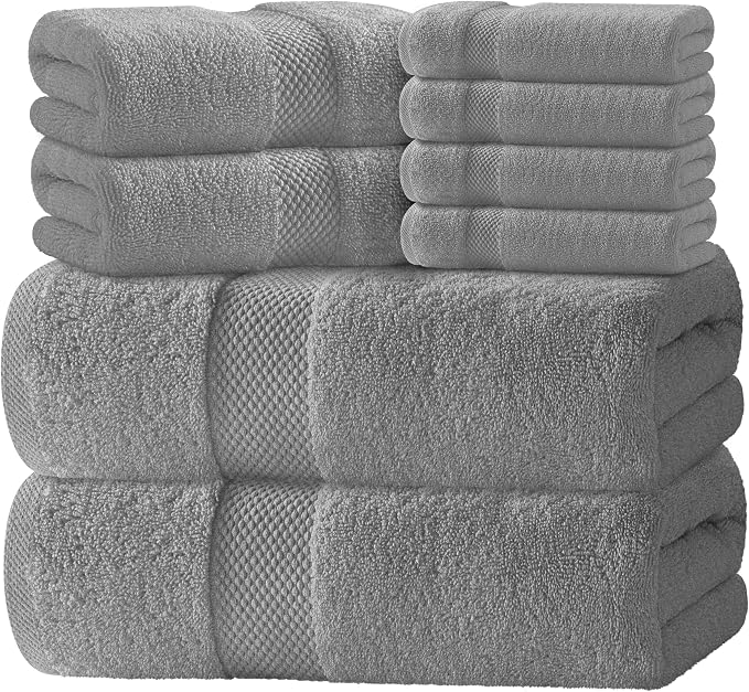 White Classic Luxury Bath Towel Set of 8 Pieces by WhiteClassic
