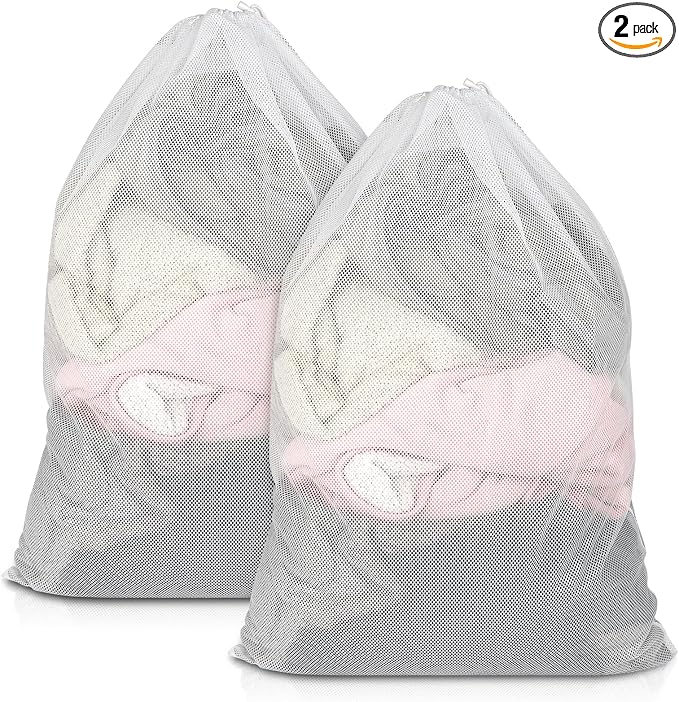 2 Pack Mesh Laundry Bags 23x34 Inch Drawstring Locking by PEASUG