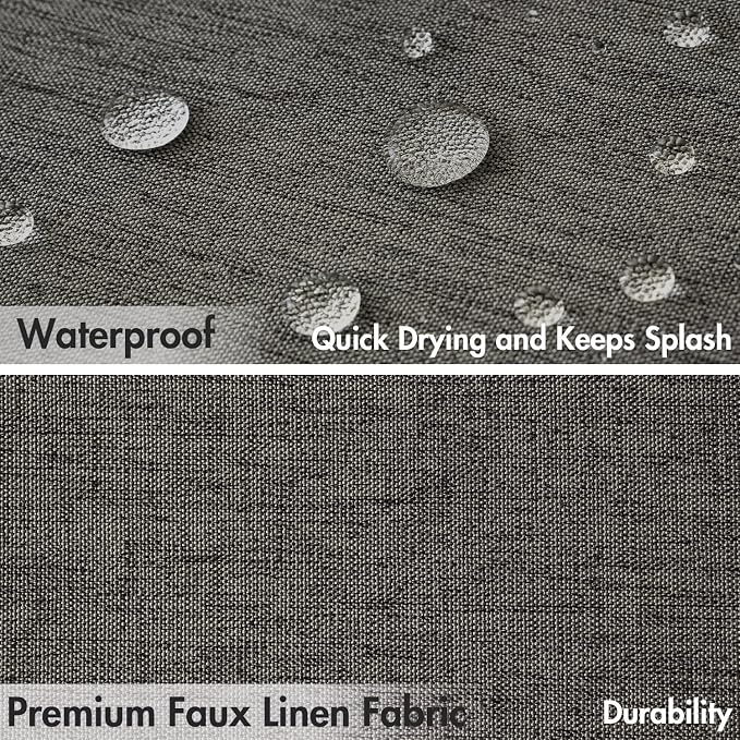 MIULEE 72"x84" Extra Long Scalloped Linen Shower Curtain Charcoal Grey - Image 4