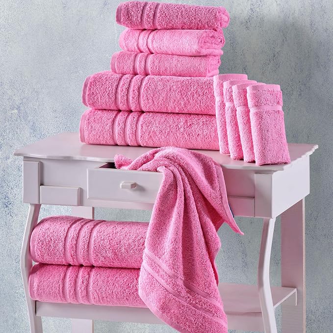 Hawmam Linen Pink Bath Towels 4 Pack Soft and Absorbent - Image 4