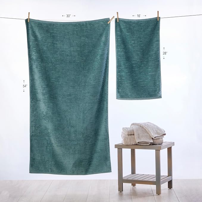 SKL Home CloudSoft Hand Towel Set, 100% Cotton Luxury, Teal | Premium spa-level - Image 3