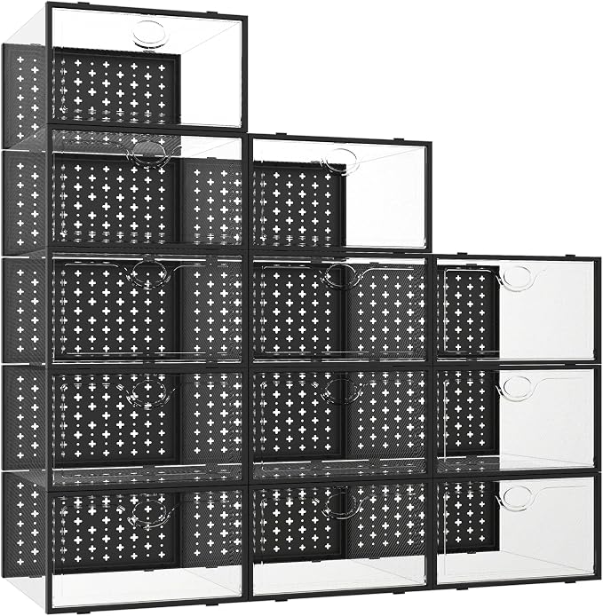 Pinkpum 12 Pack X-Large Shoe Storage Boxes, Shoe Organizer Clear Stackable by Pinkpum