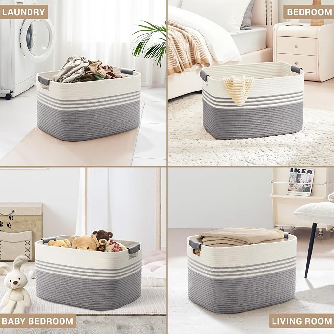 86L Large Woven Laundry Basket Hamper - Image 4