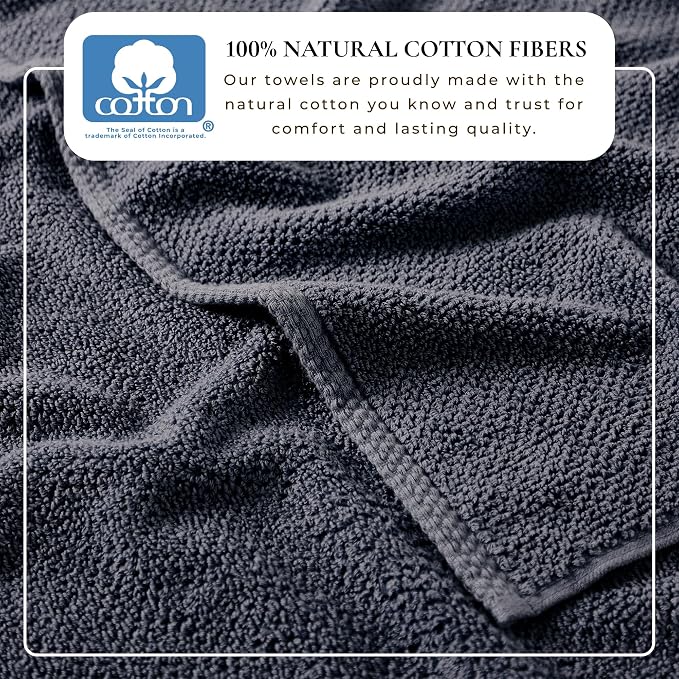 Great Bay Home 100% Cotton Oversized 2 Pack 68x35 Extra Large Towel Set - Image 3