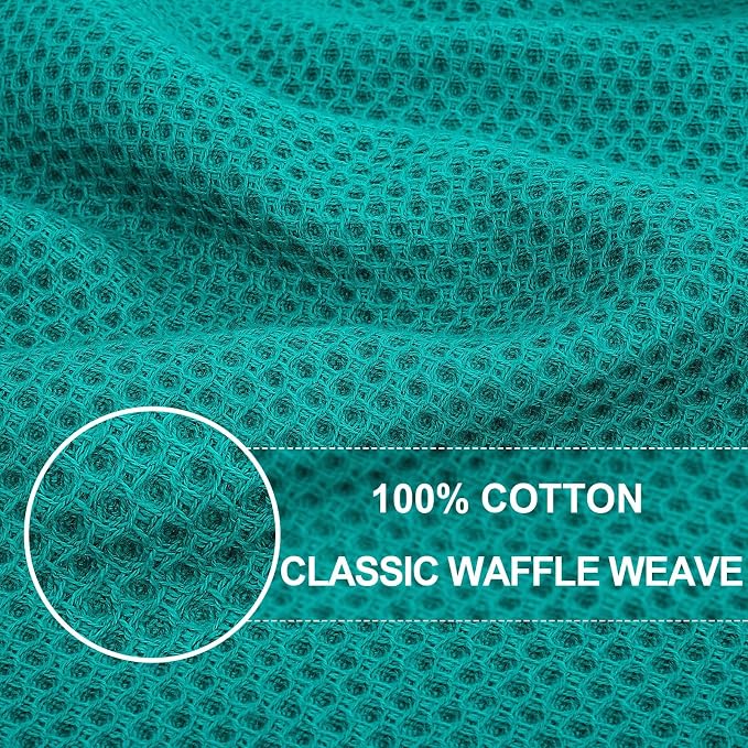Homaxy 100% Cotton Waffle Weave Kitchen Dish Cloths 24-Pack, Teal | 12 x 12 - Image 2