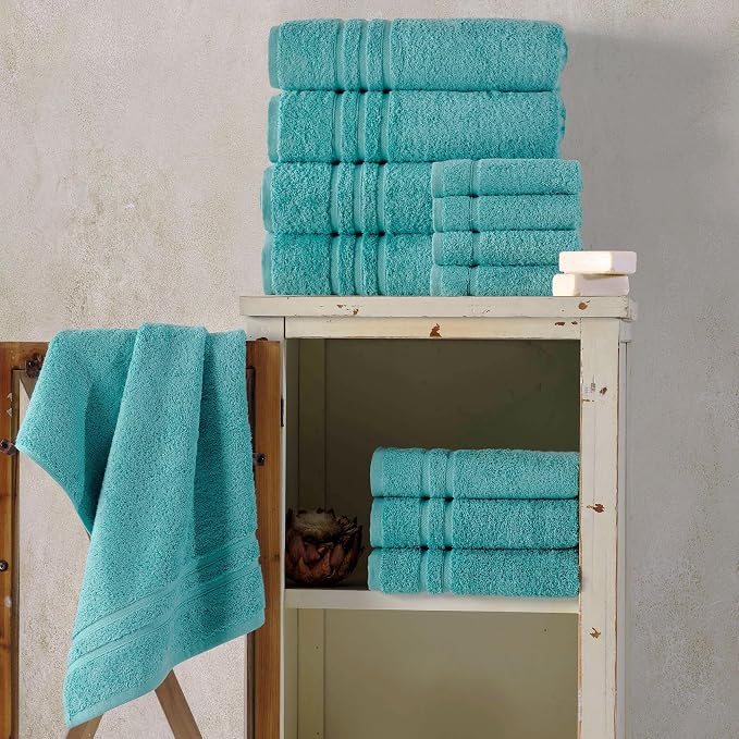 Hawmam Linen Teal Turquoise Bath Towels 4 Pack Soft and Absorbent - Image 5
