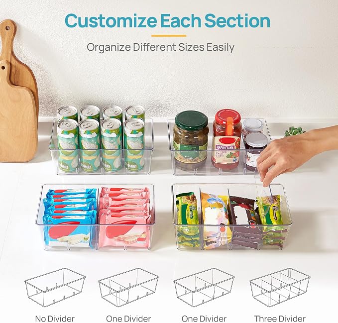 Vtopmart 4 Pack Food Storage Organizer Bins, 4 Compartments | - Image 5