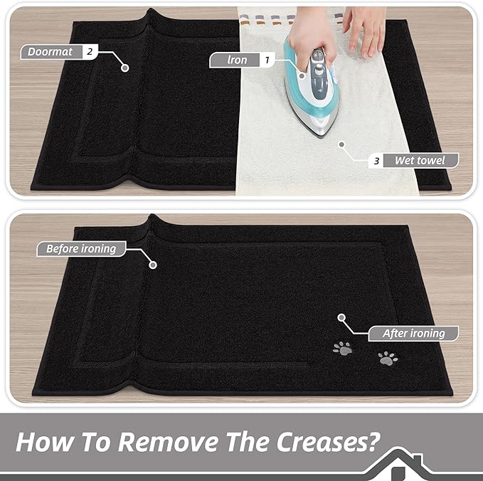 BEQHAUSE Dog Door Mat for Muddy Paws 36"x60" Dirt Trapper Absorbent Doormat Non Slip Entryway Rugs Washable Stain Resistant Welcome Floor Mat Soft Low-Profile for Front Back Door, Black