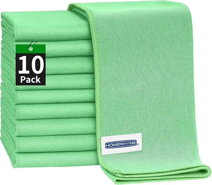 Microfiber Cleaning Cloth, 10 Pack Glasses Cleaning Cloth, Streak Free Lint by HOMERHYME