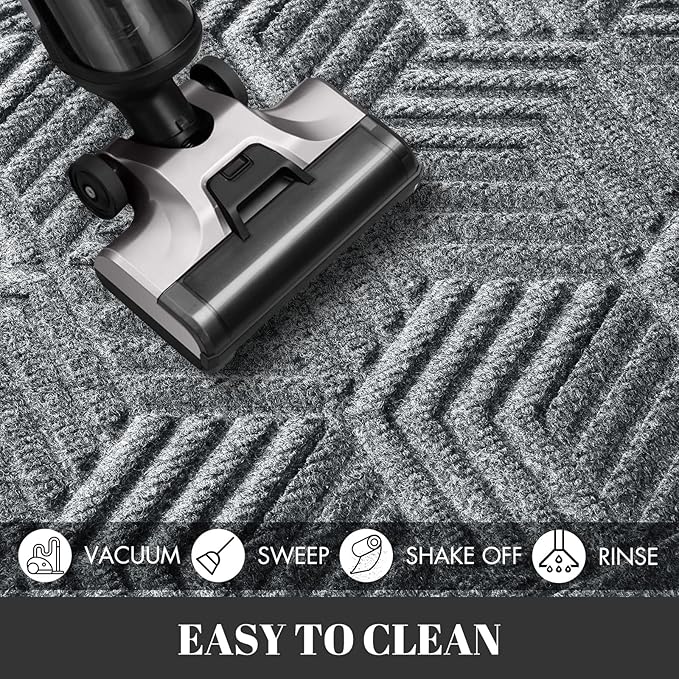 Yimobra Extra Large Door Mat 60x36, All-Season Waterproof Outdoor Mats for Front Door Entrance with Drainage Holes, Heavy Duty Non-Slip Doormat for Garage Patio Entryway Indoor, Black Gray