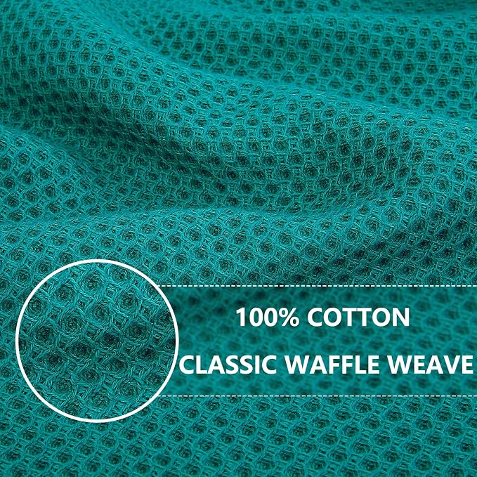 Homaxy 100% Cotton Waffle Weave Kitchen Dish Towels 12-Pack, Teal | 13 x 28 - Image 2
