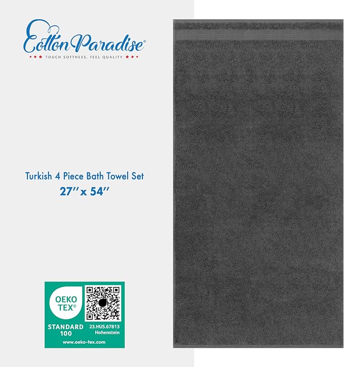 Cotton Paradise Turkish Towel Set, Soft Absorbent Quick Dry, 4 Piece Bath Towel - Image 4