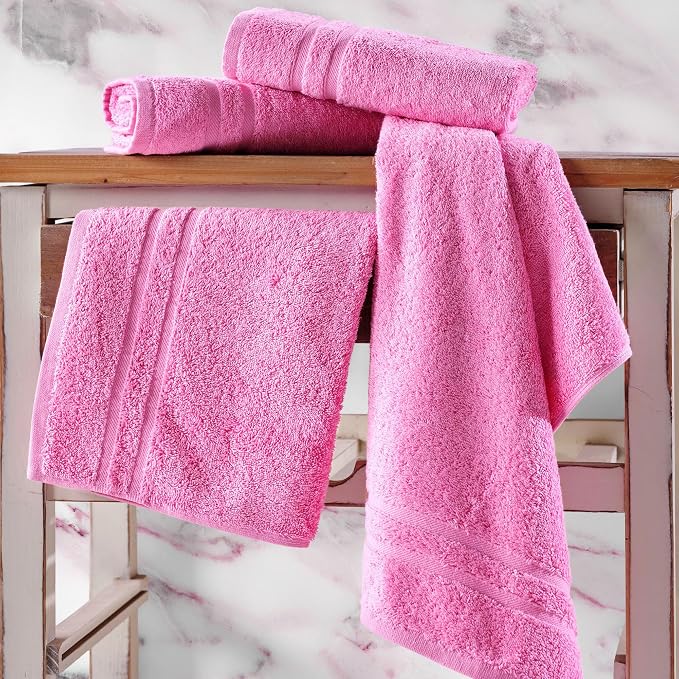 Hawmam Linen Pink Hand Towels 4 Pack Turkish Cotton Premium Quality Soft and - Image 4