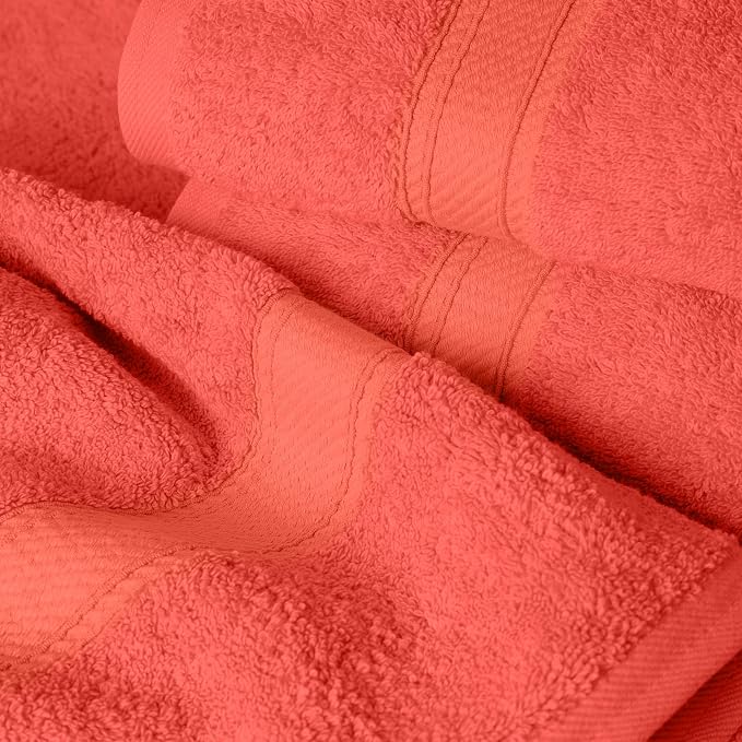 SUPERIOR Egyptian Cotton Ultra Plush & Absorbent, 6 Piece Set, Coral | Quick Dry - Image 3