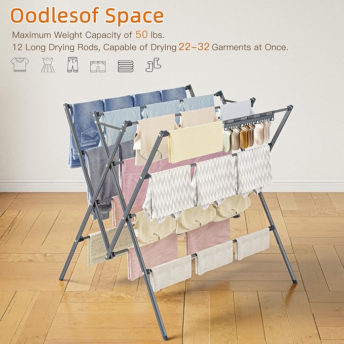 Drying Rack Clothing, 12 Drying Poles - Image 6