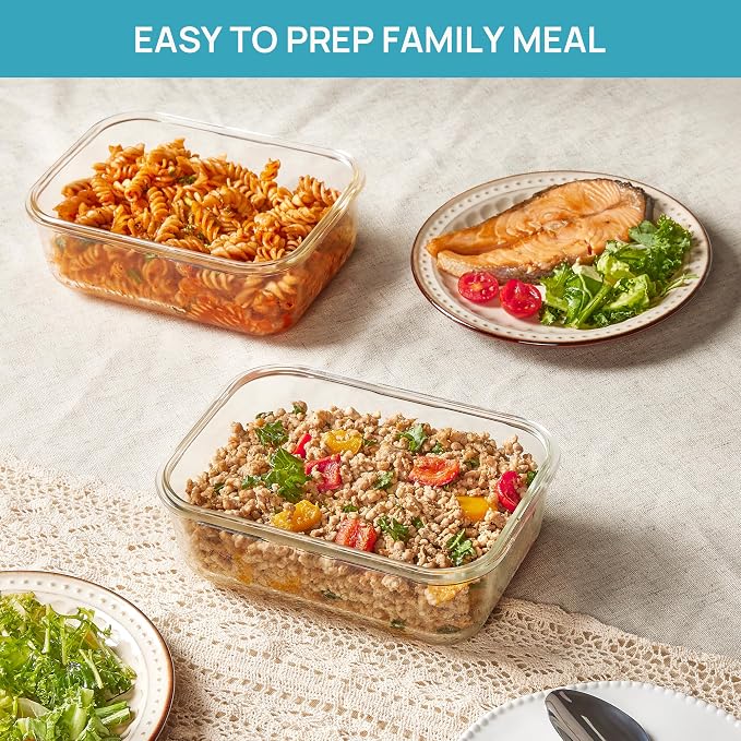 Vtopmart Large Glass Storage Containers, 1860ml/63oz | Meal Prep Food Container - Image 4